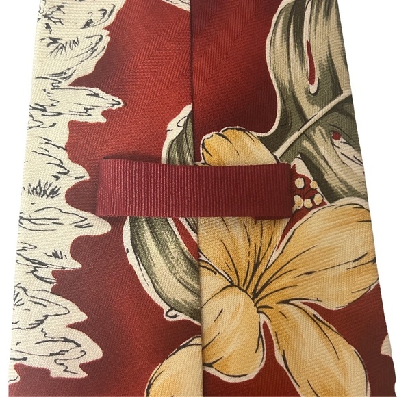 Tommy Bahama Neck Tie Floral Ferns Textured 100% Silk Embossed Monogram Tipping - Picture 8 of 14